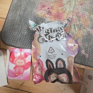 Love Labubu Pink and Black Plush Toy in Bag